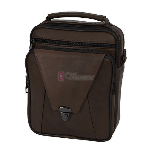 Мъжка чанта от естествена кожа в тъмнокафяв цвят. Код: 2014