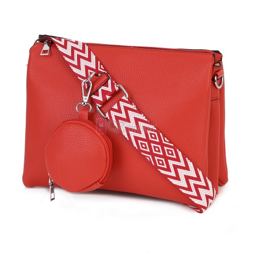  Дамска чанта от екологична кожа в червен цвят. Код: 2044