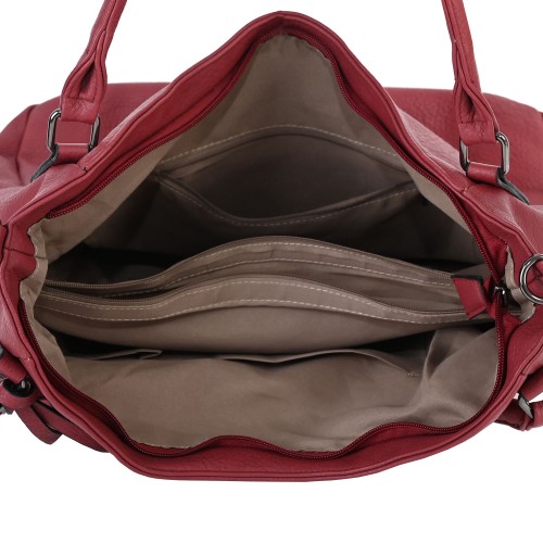 Дамска чанта от еко кожа в тъмночервен цвят. Код: 2049
