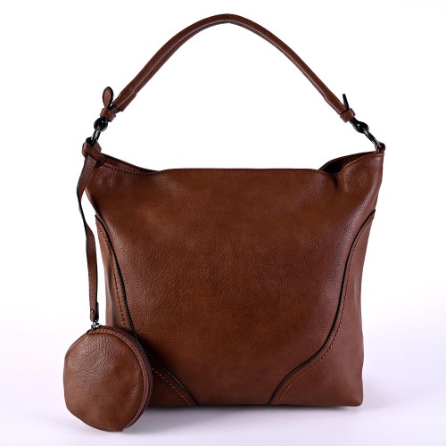 Дамска чанта от висококачествена еко кожа в кафяв цвят 2158