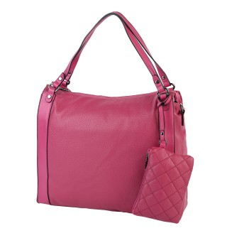 Дамска чанта от висококачествена еко кожа в цвят циклама Код: 2226-1