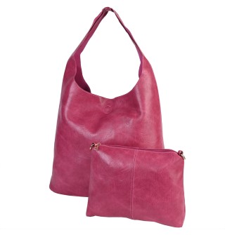 Дамска ежедневна чанта от еко кожа в цвят циклама. КОД 2226