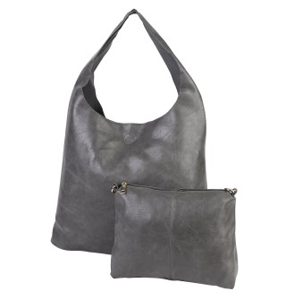 Дамска ежедневна чанта от еко кожа в сив цвят. КОД 2226