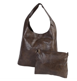 Дамска ежедневна чанта от еко кожа в тъмнокафяв цвят. КОД 2226