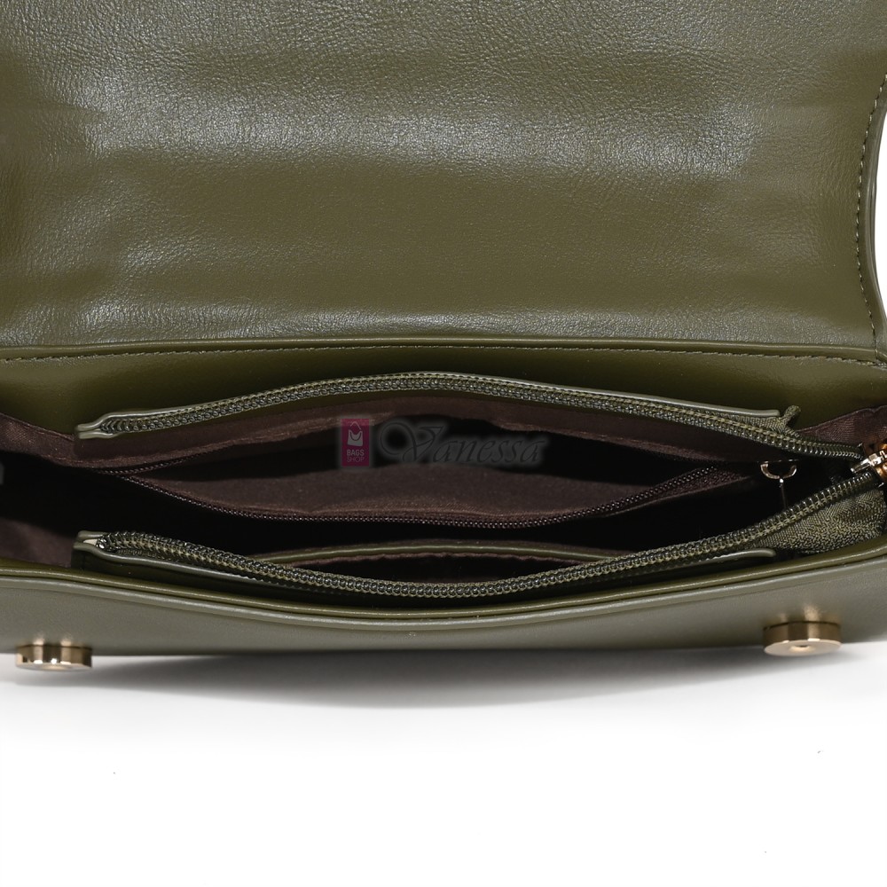 Малка дамска чанта от висококачествена еко кожа в зелен цвят. Код: CE227