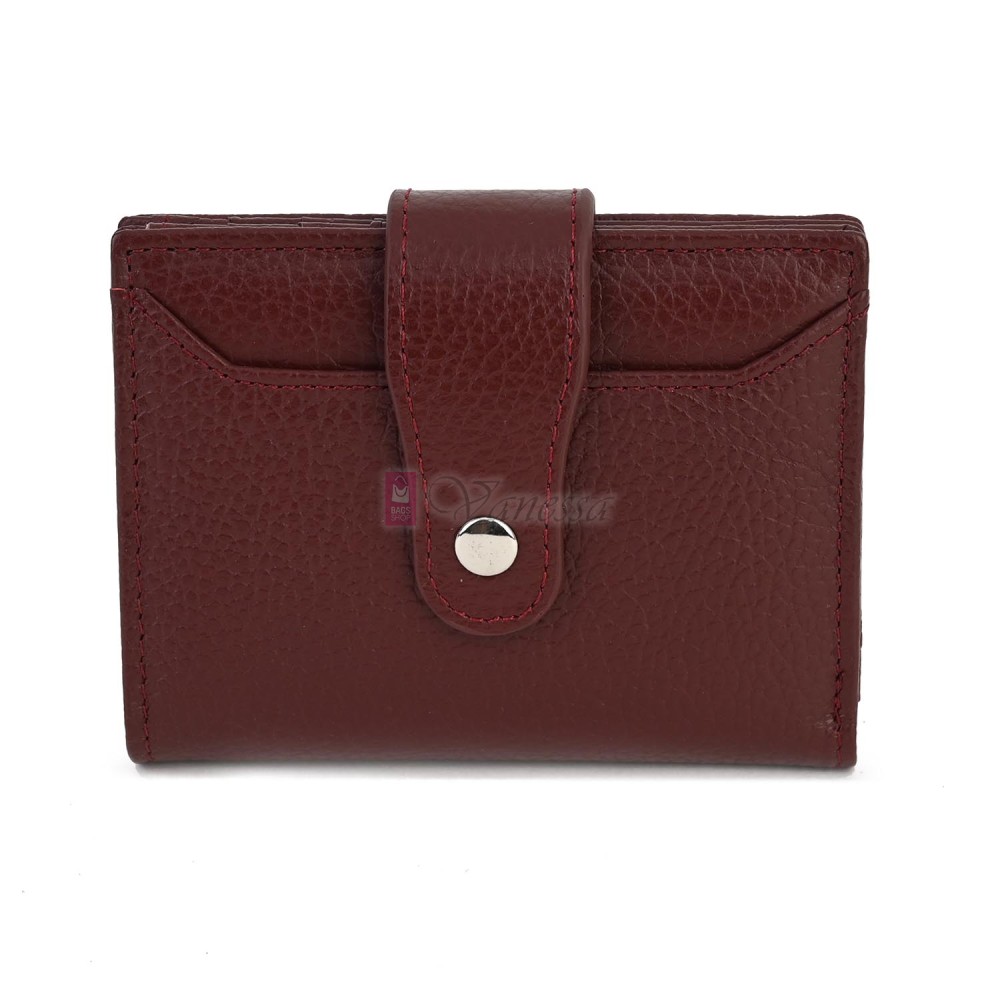 Малко дамско портмоне от естествена кожа в цвят бордо. КОД: 23-15