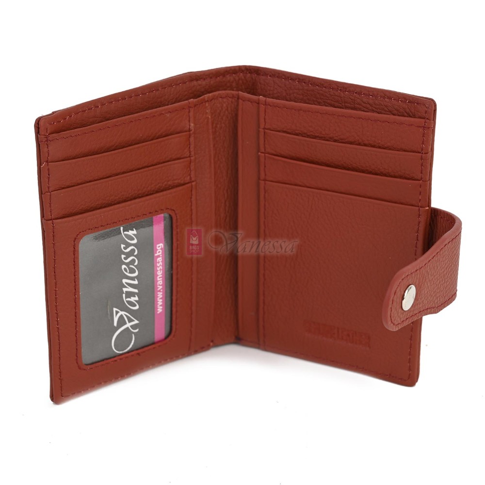 Малко дамско портмоне от естествена кожа в тъмнооранжев цвят. КОД: 23-15