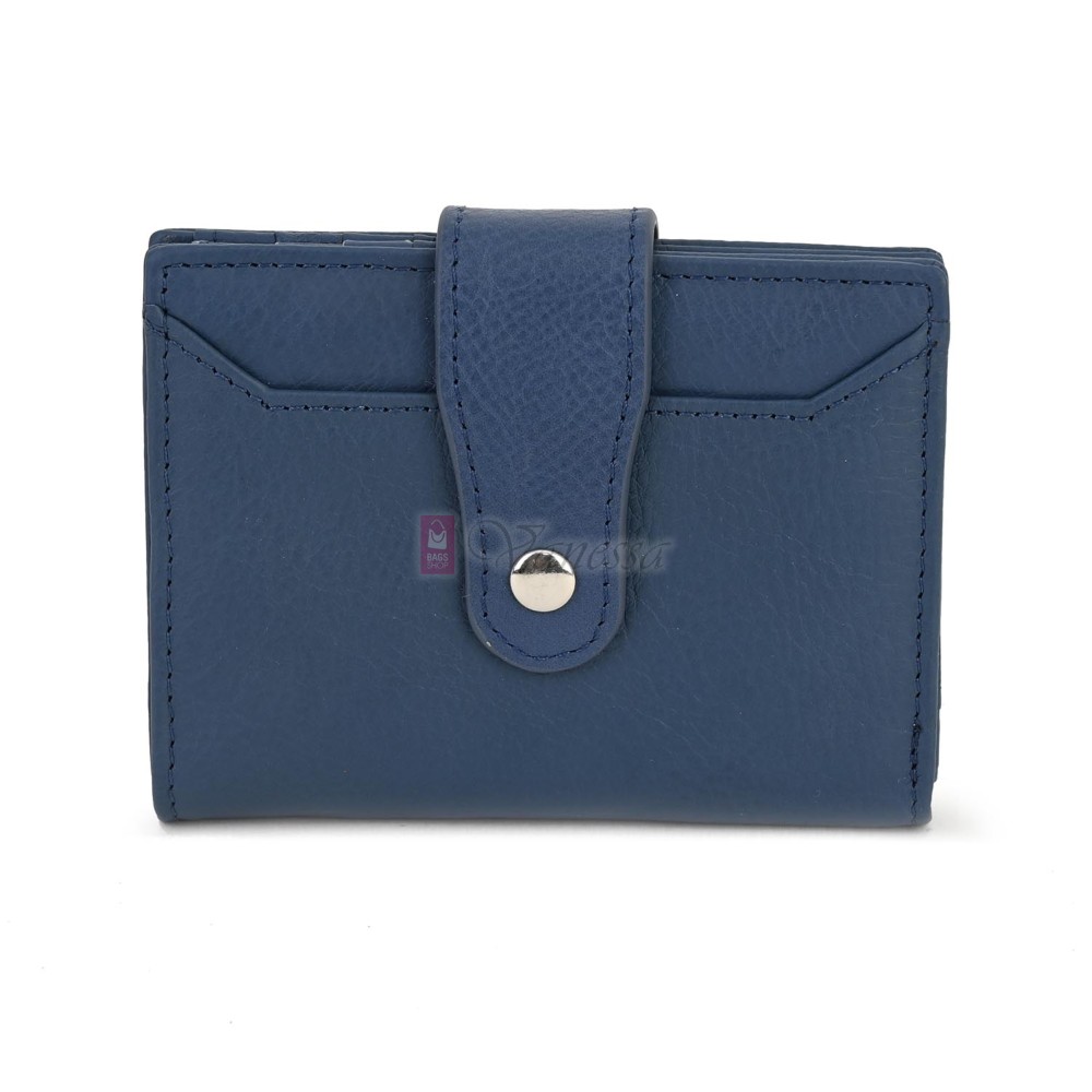 Малко дамско портмоне от естествена кожа в син цвят. КОД: 23-15