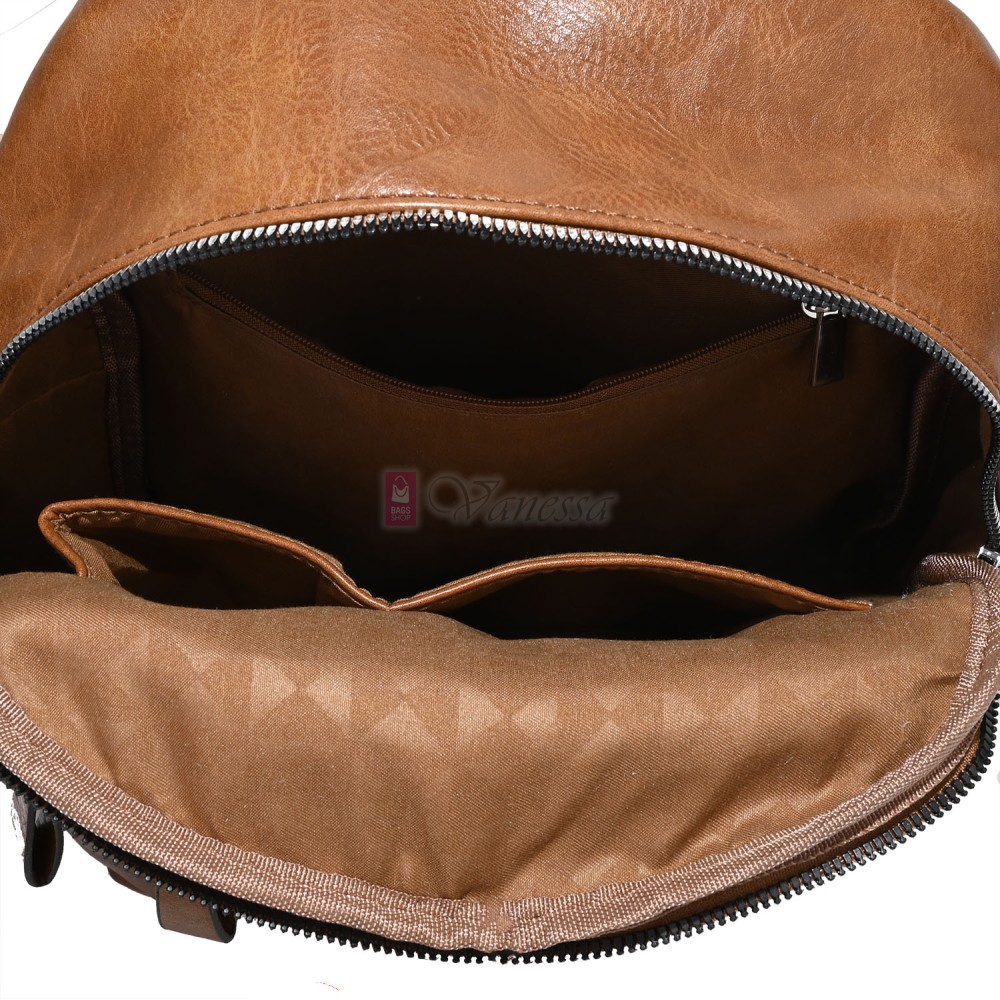  Дамска раница от висококачествена еко кожа в кафяв цвят. Код: 23-25