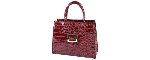 Атрактивна елегантна дамска чанта от релефна еко кожа в червен цвят Код: 2301