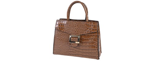 Атрактивна елегантна дамска чанта от релефна еко кожа в кафяв цвят Код: 2301