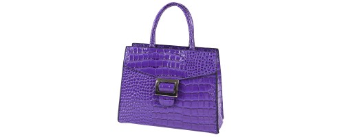 Атрактивна елегантна дамска чанта от релефна еко кожа в светло лилав цвят Код: 2301