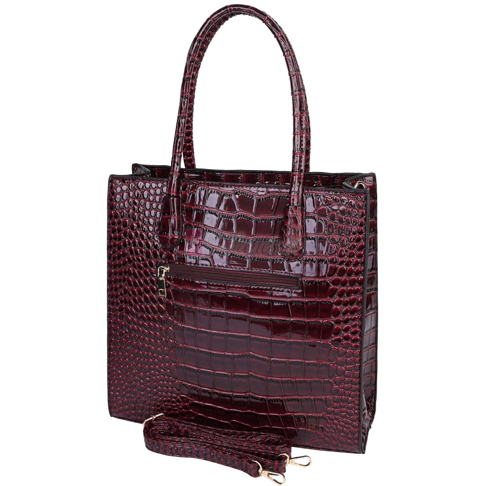 Дамска елегантна чанта от еко кожа в цвят бордо. Код:  2306