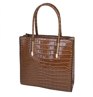 Дамска елегантна чанта от еко кожа в кафяв цвят. Код:  2306
