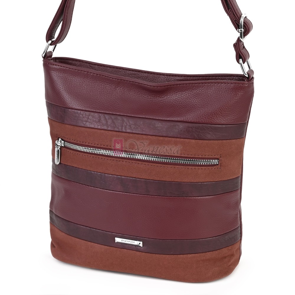 Дамска ежедневна чанта от екологична кожа, в цвят бордо Код: 25-018