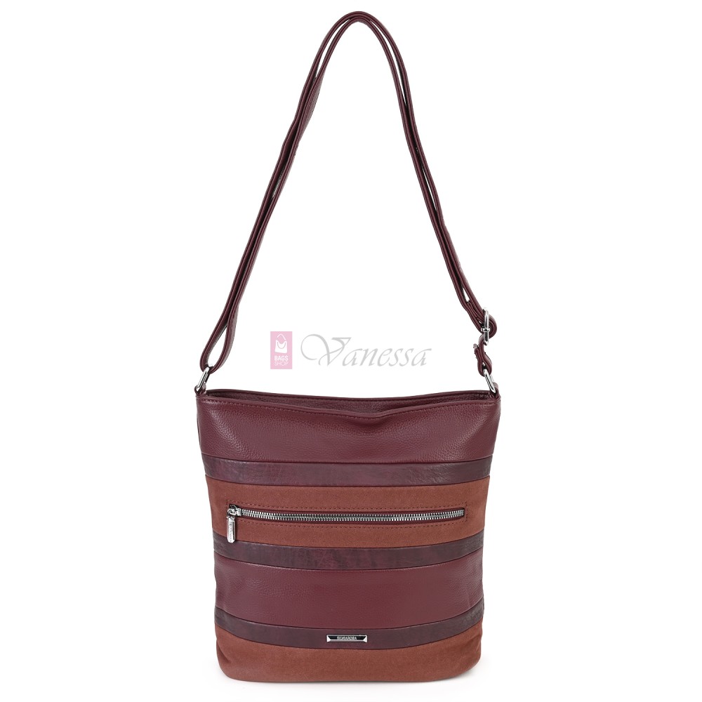 Дамска ежедневна чанта от екологична кожа, в цвят бордо Код: 25-018