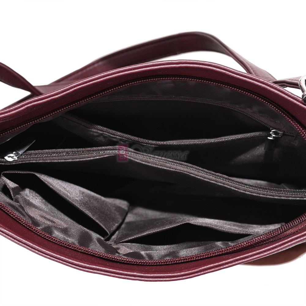 Дамска ежедневна чанта от екологична кожа, в цвят бордо Код: 25-018