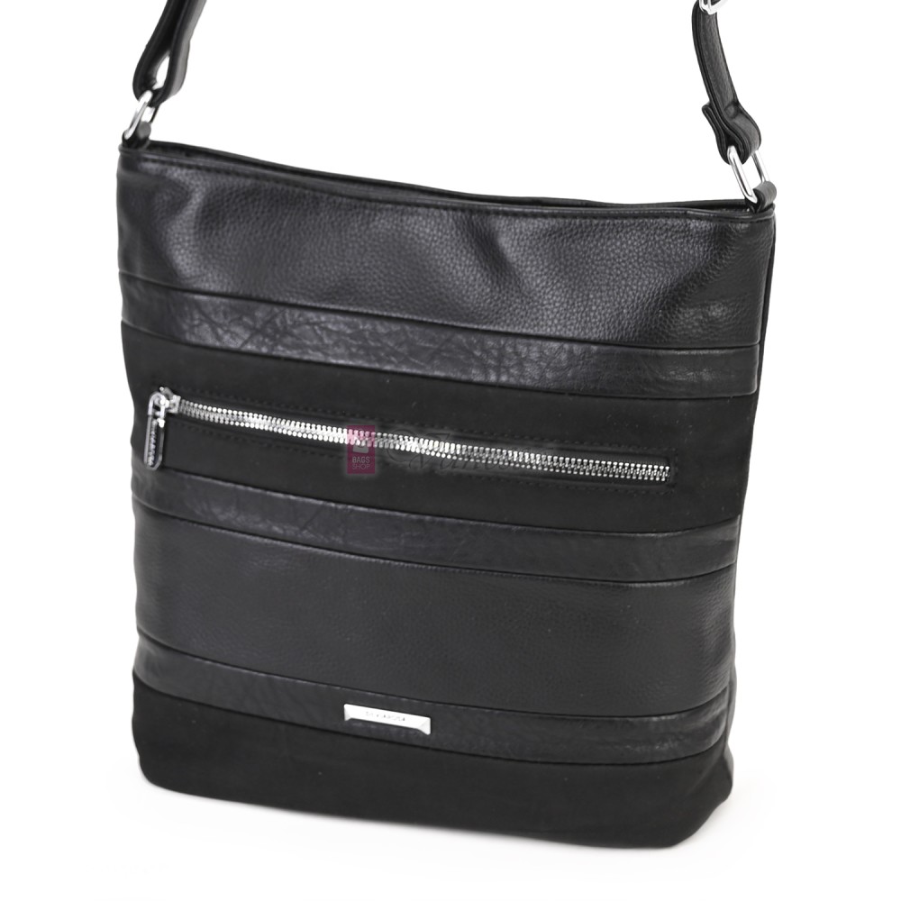 Дамска ежедневна чанта от екологична кожа, в черен цвят Код: 25-018