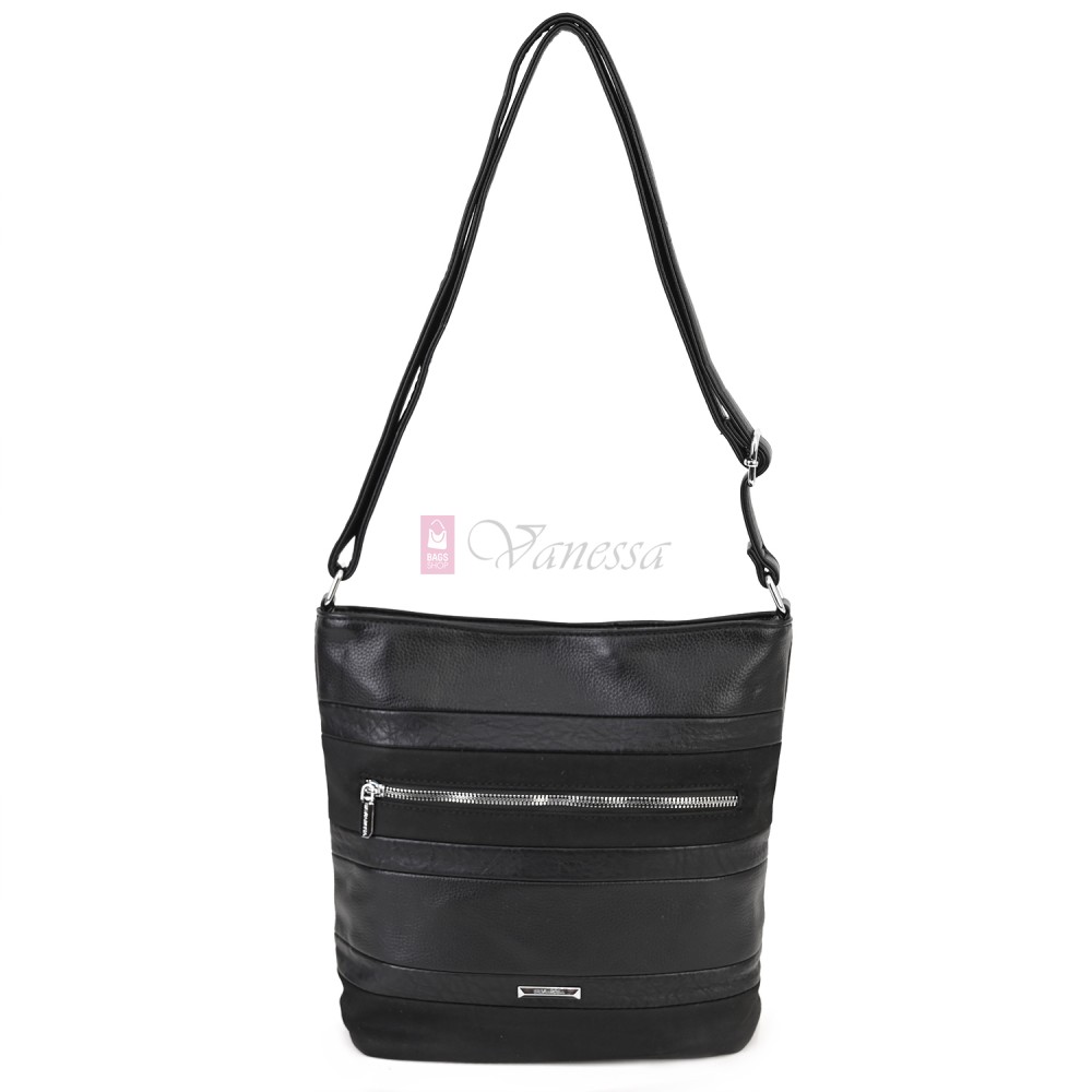 Дамска ежедневна чанта от екологична кожа, в черен цвят Код: 25-018