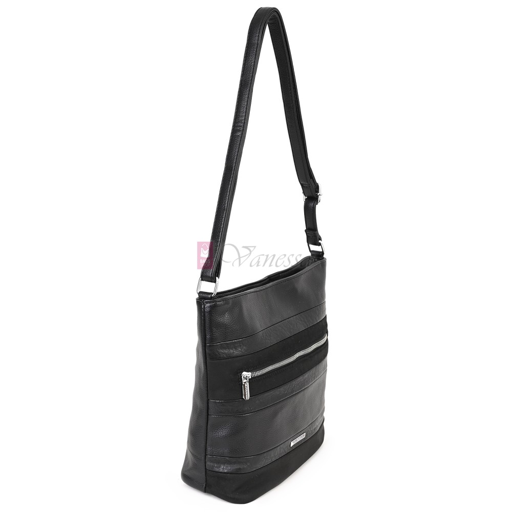 Дамска ежедневна чанта от екологична кожа, в черен цвят Код: 25-018