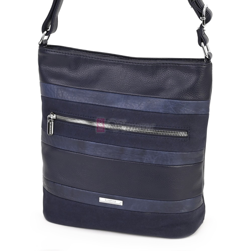 Дамска ежедневна чанта от екологична кожа, в тъмносин цвят Код: 25-018