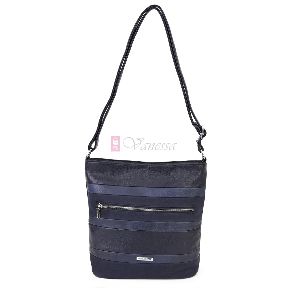 Дамска ежедневна чанта от екологична кожа, в тъмносин цвят Код: 25-018