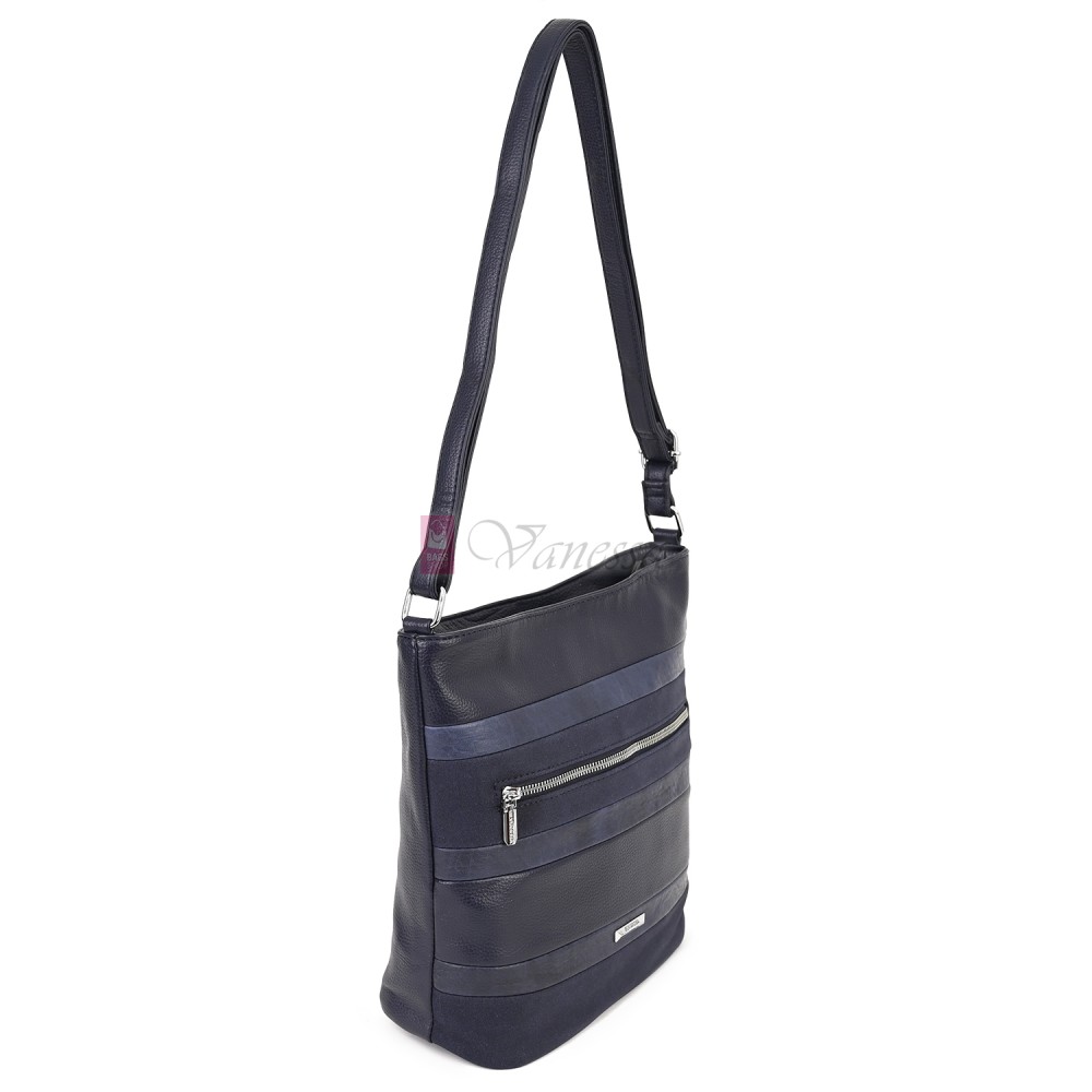 Дамска ежедневна чанта от екологична кожа, в тъмносин цвят Код: 25-018