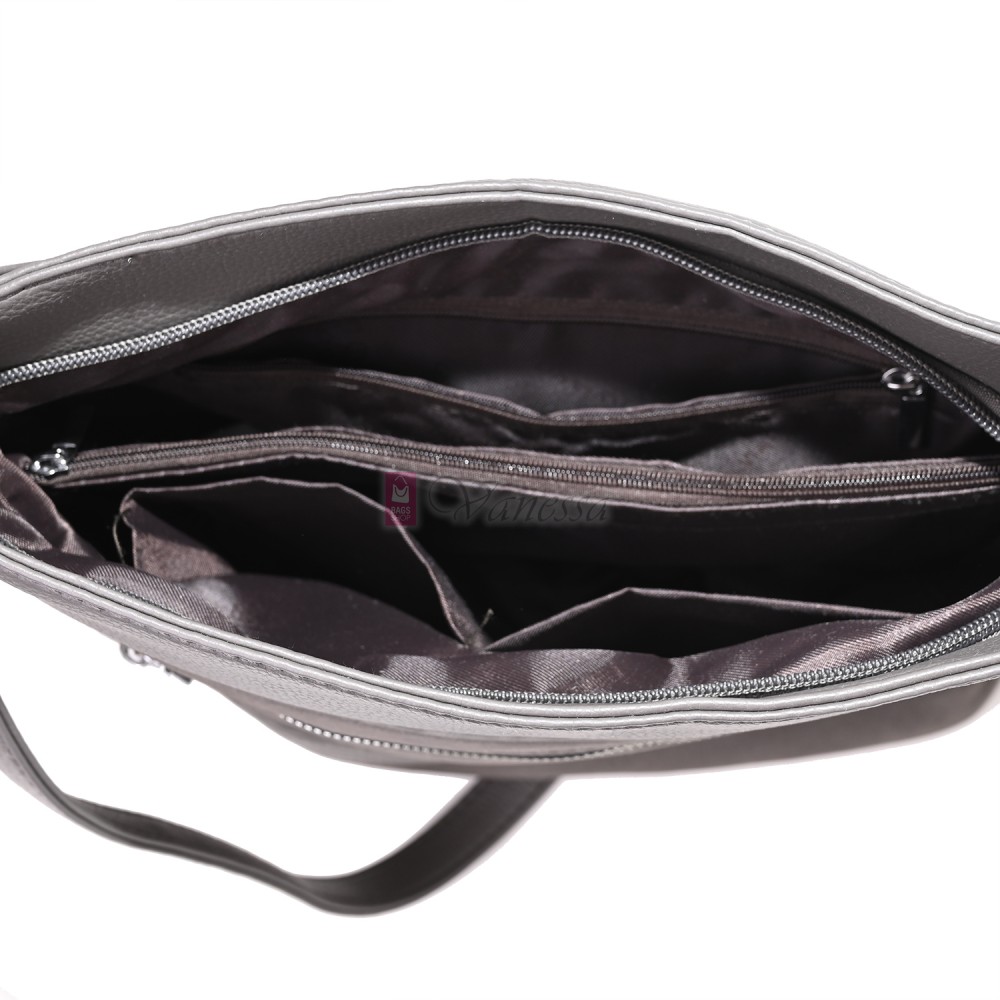 Дамска ежедневна чанта от екологична кожа, в сив цвят Код: 25-018