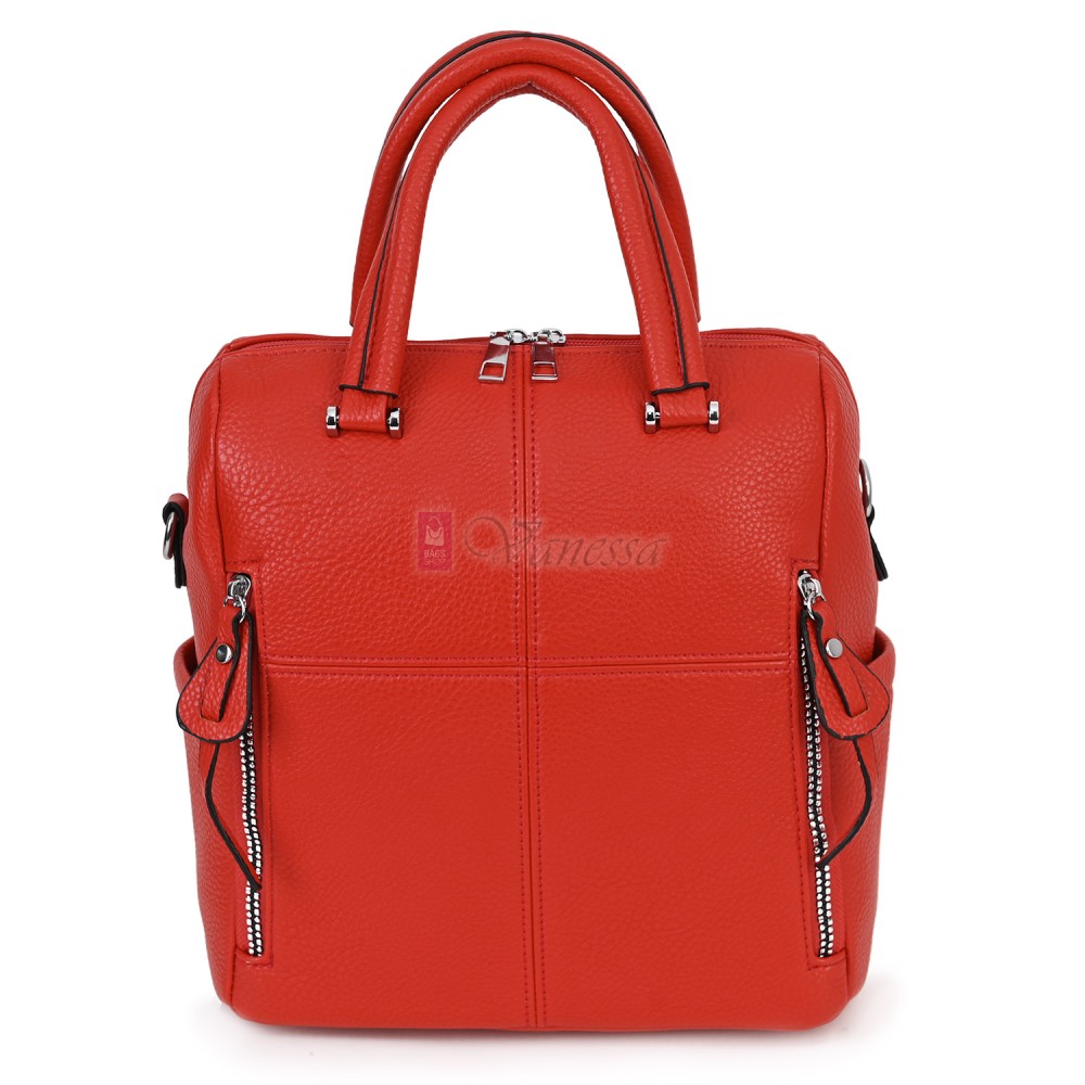Дамска раница от висококачествена еко кожа в червен цвят. Код: 2585  Дамска раница от висококачествена еко кожа в червен цвят. Код: 2585
