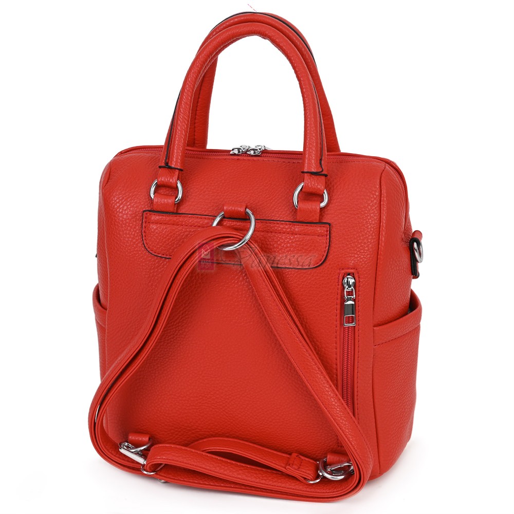 Дамска раница от висококачествена еко кожа в червен цвят. Код: 2585  Дамска раница от висококачествена еко кожа в червен цвят. Код: 2585