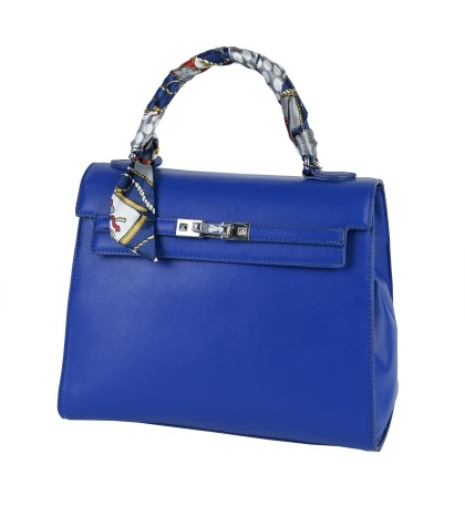 Елегантна дамска чанта от еко кожа в син цвят Код: 2886