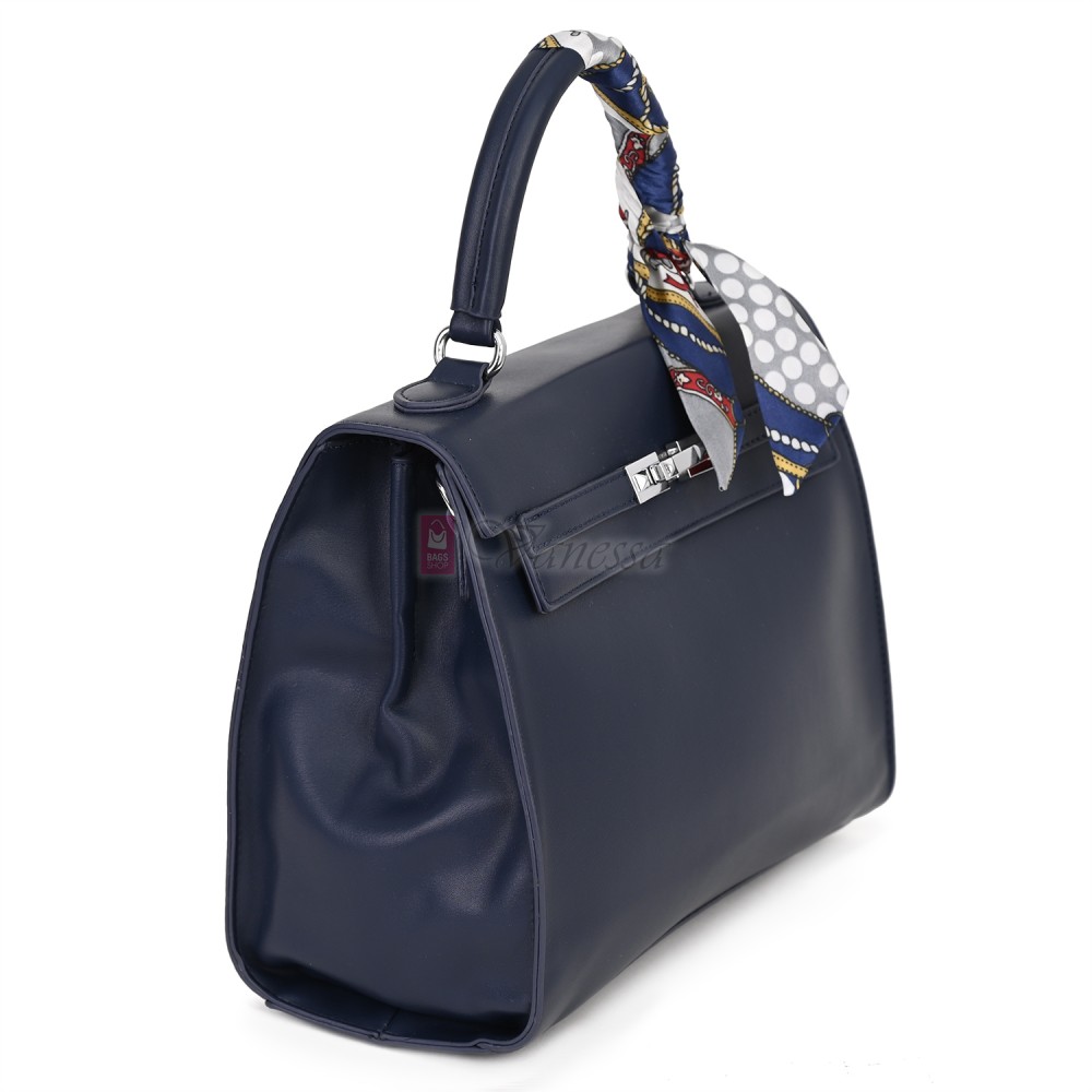  Дамска чанта от висококачествена еко кожа в тъмносин цвят. Код: 2886