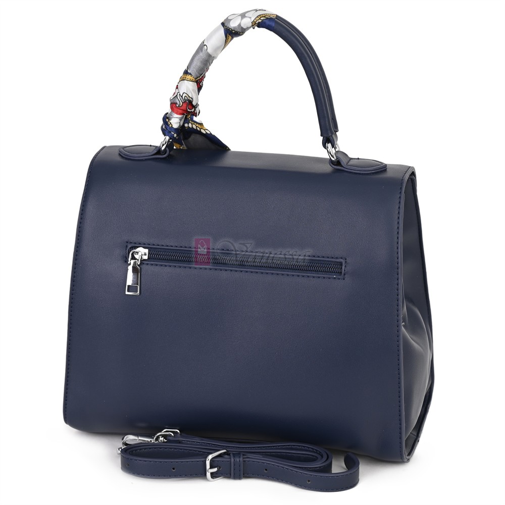  Дамска чанта от висококачествена еко кожа в тъмносин цвят. Код: 2886