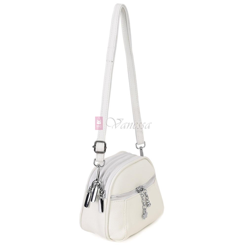 Малка дамска чанта от екологична кожа в бял цвят. Код: 318 Малка дамска чанта от екологична кожа в бял цвят. Код: 318