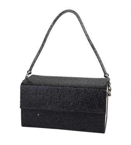 Вечерна дамска чанта от текстил в черен цвят. Код: 3301