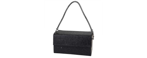 Вечерна дамска чанта от текстил в черен цвят. Код: 3301