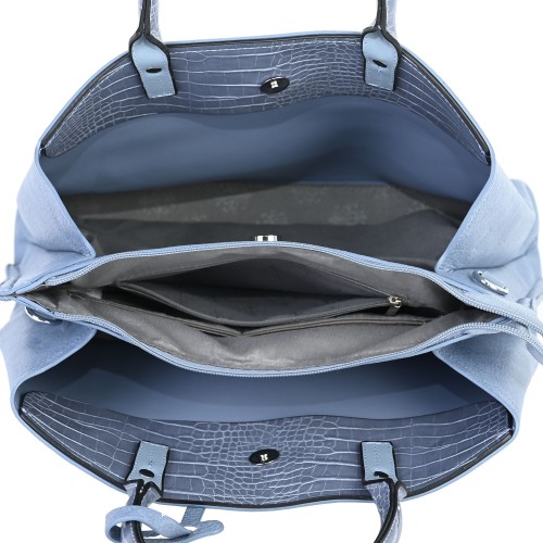 Стилна дамска чанта в класически дизайн от еко кожа в син цвят Код: 3326