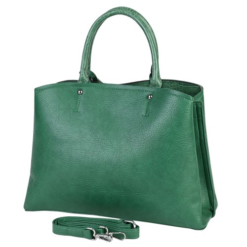 Стилна дамска чанта в класически дизайн от еко кожа в зелен цвят Код: 3326