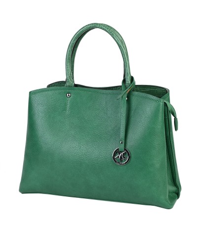 Стилна дамска чанта в класически дизайн от еко кожа в зелен цвят Код: 3326
