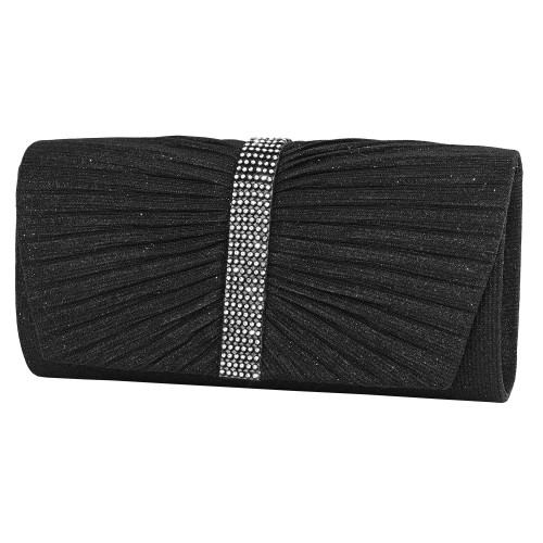 Вечерна дамска чанта от текстил в черен цвят. Код: 3451