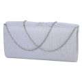 Вечерна дамска чанта от текстил в сребрист цвят. Код: 3451