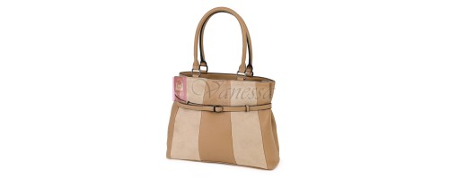 Голяма дамска ежедневна чанта от еко кожа, в бежов цвят. Код: 371