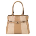 Голяма дамска ежедневна чанта от еко кожа, в бежов цвят. Код: 371
