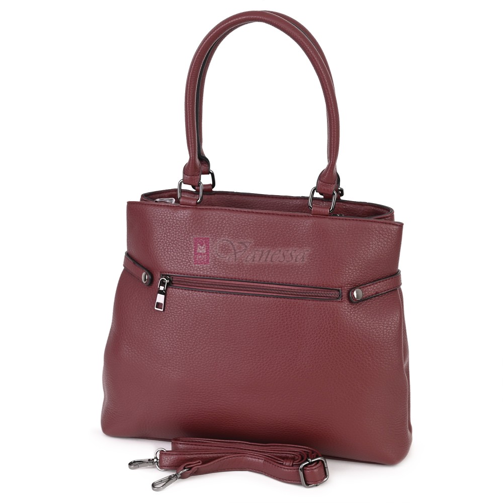 Голяма дамска ежедневна чанта от еко кожа, в цвят бордо. Код: 371