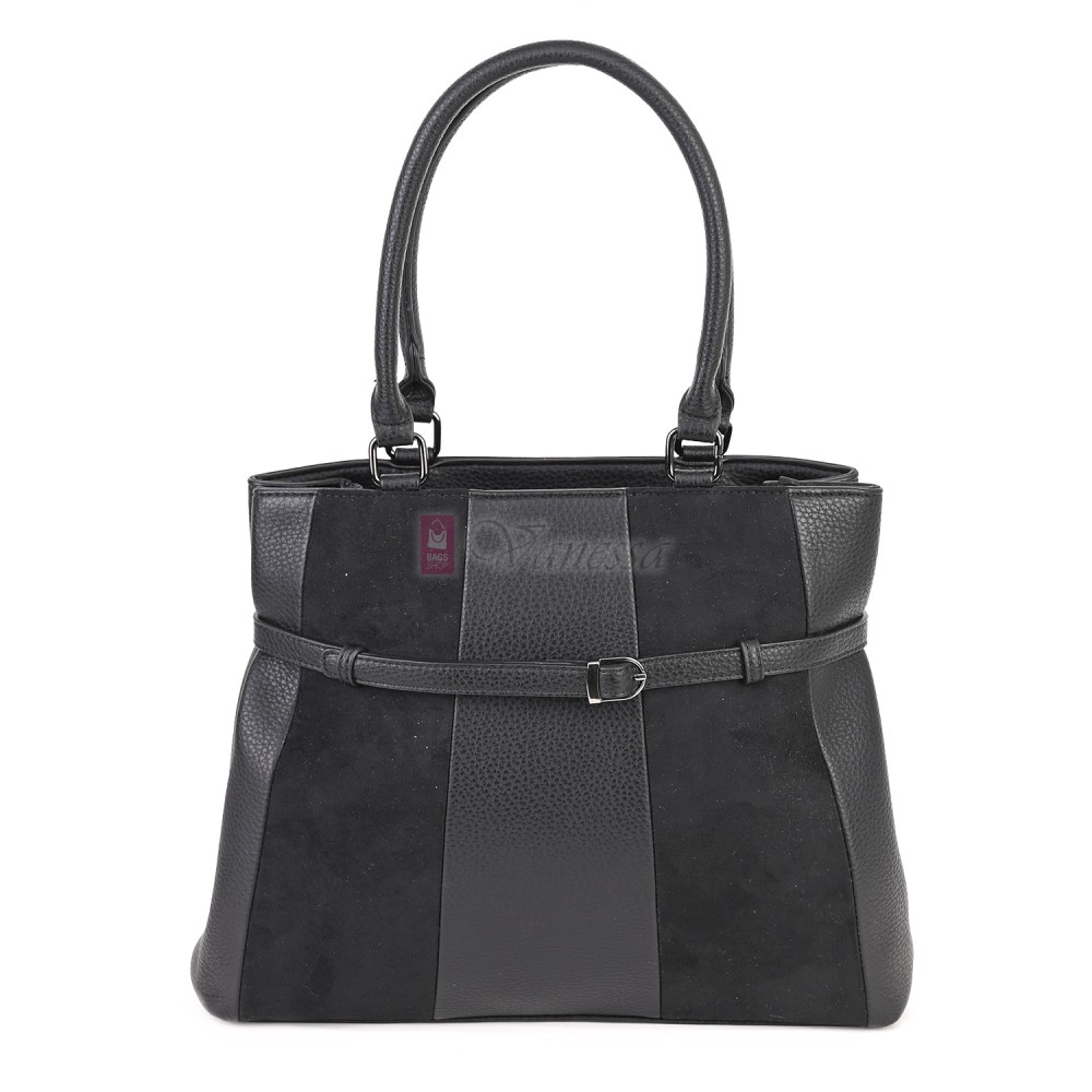 Голяма дамска ежедневна чанта от еко кожа, в черен цвят. Код: 371