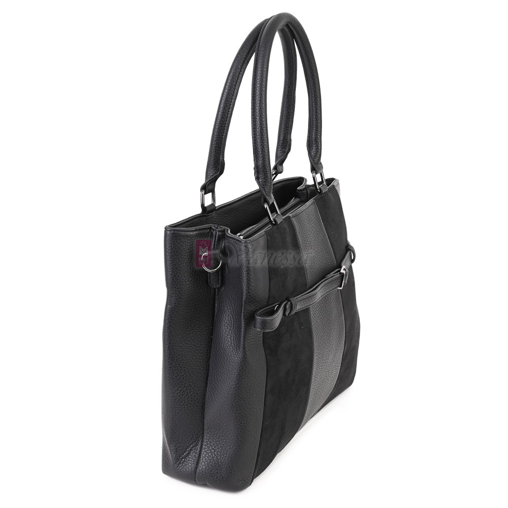 Голяма дамска ежедневна чанта от еко кожа, в черен цвят. Код: 371