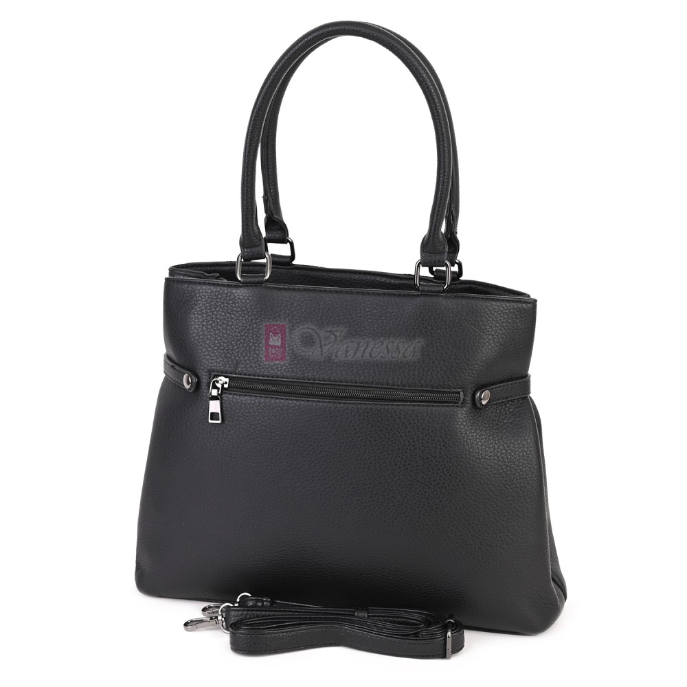 Голяма дамска ежедневна чанта от еко кожа, в черен цвят. Код: 371