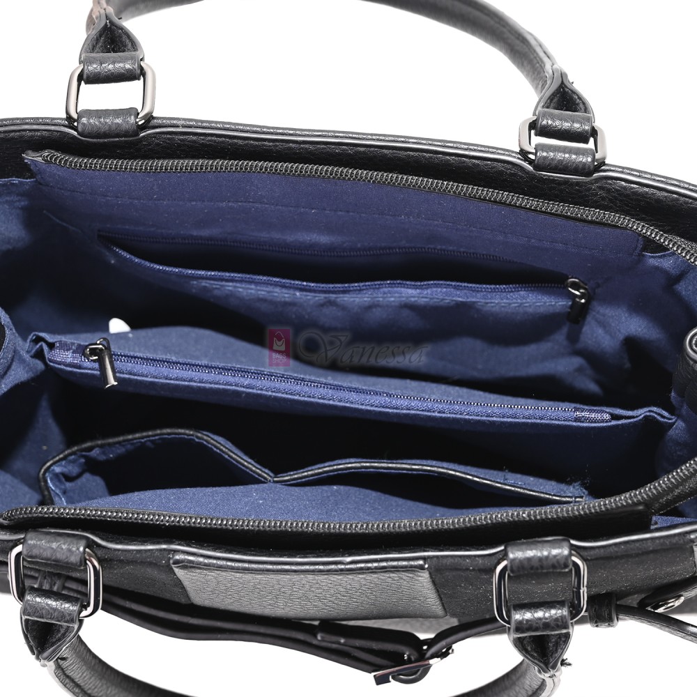 Голяма дамска ежедневна чанта от еко кожа, в черен цвят. Код: 371