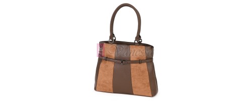 Голяма дамска ежедневна чанта от еко кожа, в тъмнокафяв цвят. Код: 371