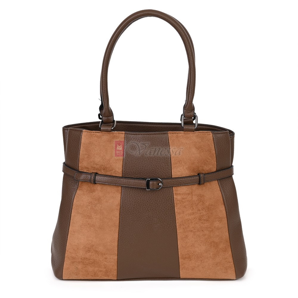 Голяма дамска ежедневна чанта от еко кожа, в тъмнокафяв цвят. Код: 371